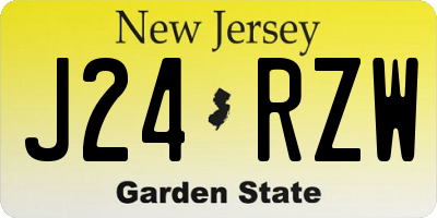 NJ license plate J24RZW
