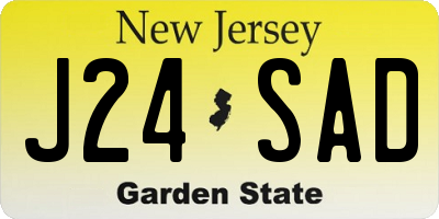 NJ license plate J24SAD