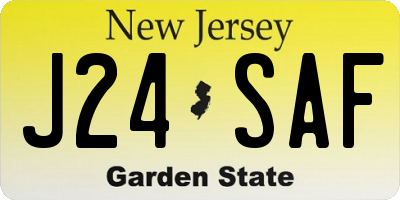 NJ license plate J24SAF