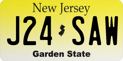 NJ license plate J24SAW