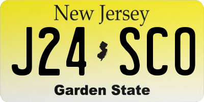 NJ license plate J24SCO