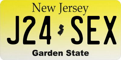 NJ license plate J24SEX