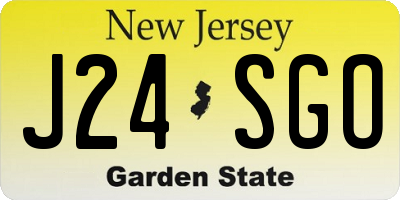 NJ license plate J24SGO