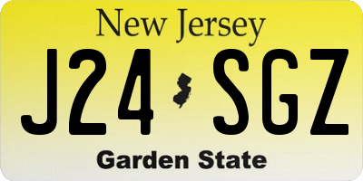 NJ license plate J24SGZ