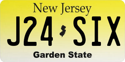 NJ license plate J24SIX