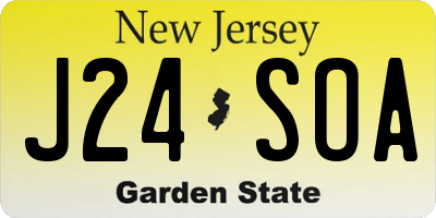 NJ license plate J24SOA