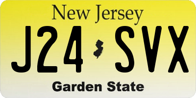 NJ license plate J24SVX