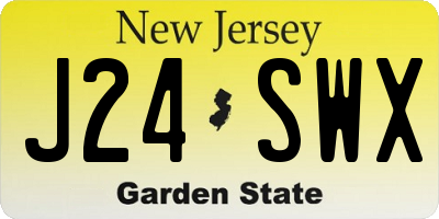NJ license plate J24SWX