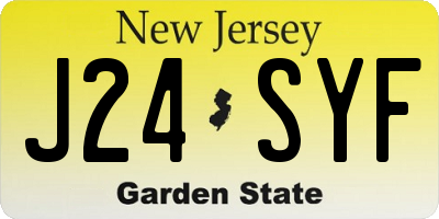 NJ license plate J24SYF