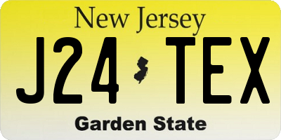 NJ license plate J24TEX