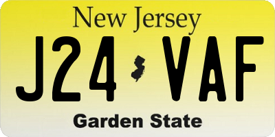 NJ license plate J24VAF