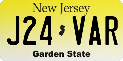 NJ license plate J24VAR