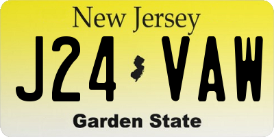 NJ license plate J24VAW