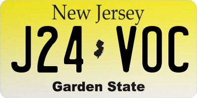 NJ license plate J24VOC