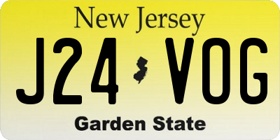 NJ license plate J24VOG