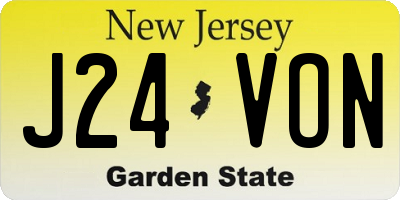 NJ license plate J24VON