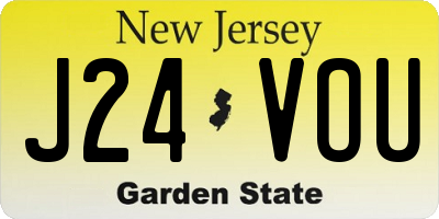 NJ license plate J24VOU