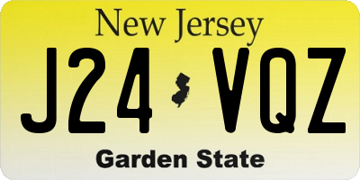 NJ license plate J24VQZ