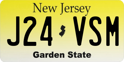 NJ license plate J24VSM