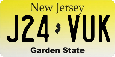 NJ license plate J24VUK