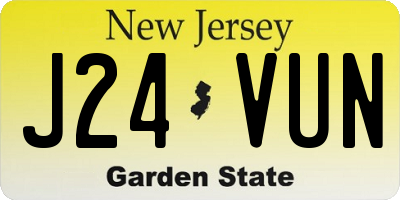 NJ license plate J24VUN