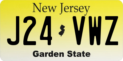 NJ license plate J24VWZ