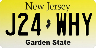 NJ license plate J24WHY