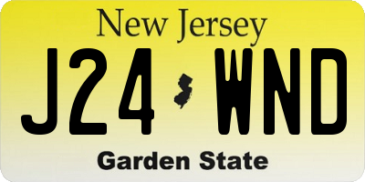 NJ license plate J24WND