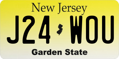 NJ license plate J24WOU