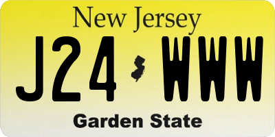 NJ license plate J24WWW