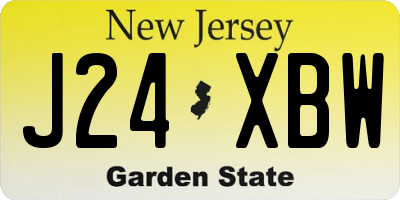 NJ license plate J24XBW