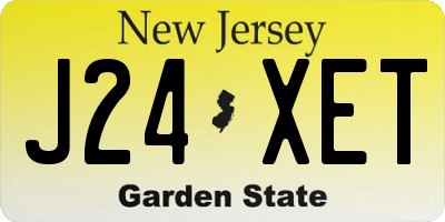 NJ license plate J24XET