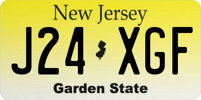 NJ license plate J24XGF