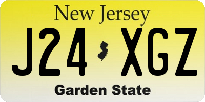 NJ license plate J24XGZ