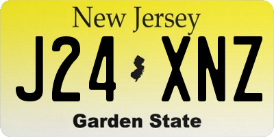 NJ license plate J24XNZ