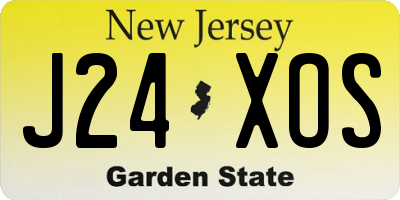 NJ license plate J24XOS