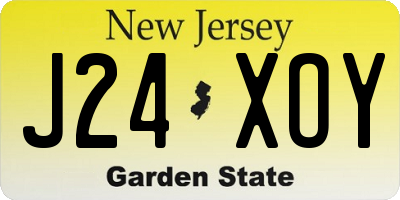 NJ license plate J24XOY