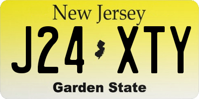 NJ license plate J24XTY