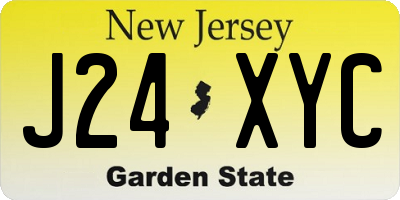 NJ license plate J24XYC