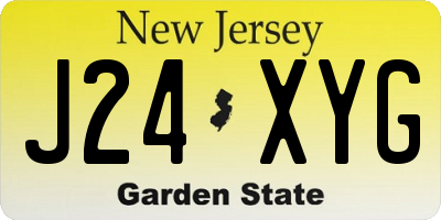 NJ license plate J24XYG