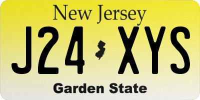 NJ license plate J24XYS