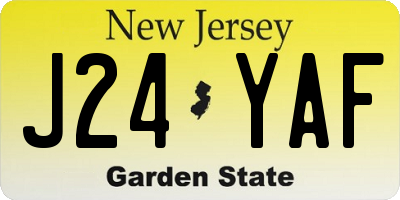 NJ license plate J24YAF