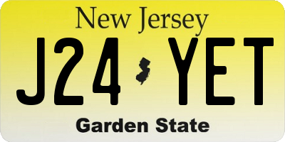 NJ license plate J24YET