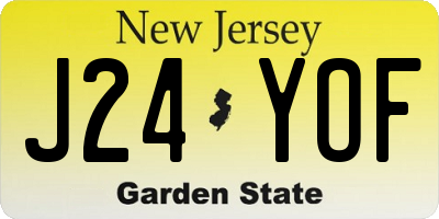 NJ license plate J24YOF