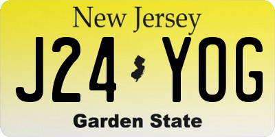 NJ license plate J24YOG