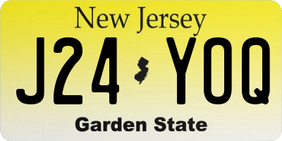 NJ license plate J24YOQ