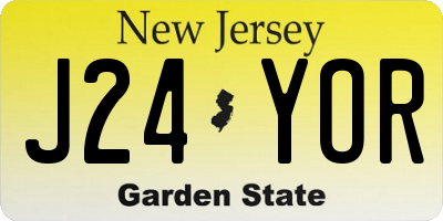 NJ license plate J24YOR