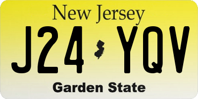 NJ license plate J24YQV