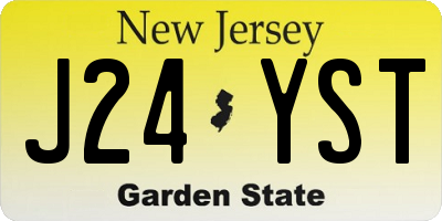 NJ license plate J24YST