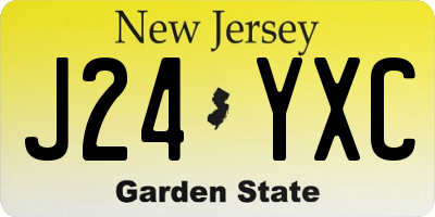 NJ license plate J24YXC